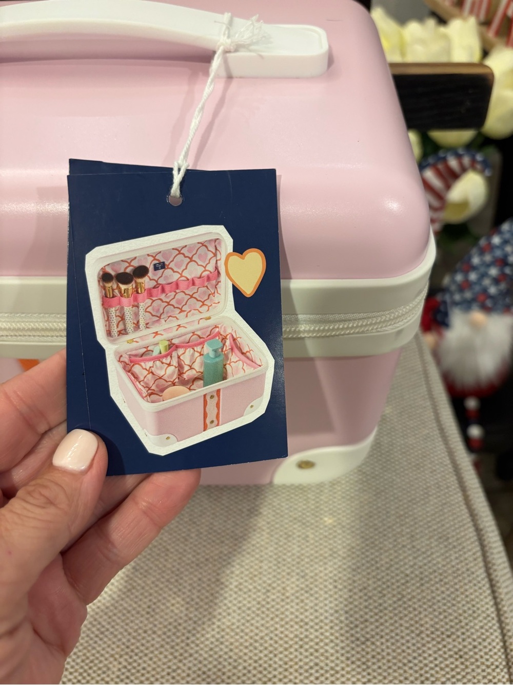 Roller Rabbit Pink Vanity Case with Orange Ribbon Accent NWT - Picture 3 of 10